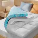 Dual Layer 4 Inch Memory Foam Mattress Topper Queen, 2 Inch Cooling Gel Memory Foam and 2 Inch Washable Pillow Top Mattress Pad Cover, 8-24 Inch Deep Pocket, Medium Firm for Back Hip Pain
