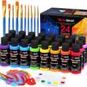 Acrylic Paint Set - 24 Colors 2 oz/59 ml Acrylic Paints for Professional Artists with 10 Brushes , Art Supplies for Painting Canvas Rock Wood Ceramic Glass Art Craft Painting, Rich Pigments Lasting Quality for Beginners