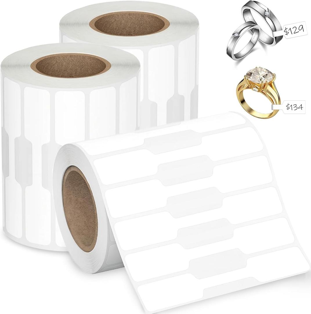 1500 PCS Jewelry Price Tags Stickers, Rectangular Self Adhesive Indentification Tags, Blank Waterproof Price Labels, Removable Residue-Free Labels for Display, Craft Shows of Necklace, Earring, Ring