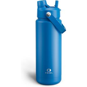 ENCOOL Insulated Water Bottle with Straw Stainless Steel Water Bottle, Leak-Proof, BPA-Free, Double Wall Vacuum Keeps Cold for 24 Hours for Sports, Travel, School (32 oz, Celtic Blue)