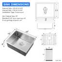 MENATT 20"x16" Undermount Single Bowl Kitchen Sink 304 Stainless Steel