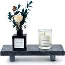 Natural Marble Tray Pedestal Stand – Soap & Jewelry Riser for Bathroom Counter, Kitchen Sink, Vanity Organizer, Decorative Stone Catchall for Perfume, Candles (Black, 8.7" x 4" x 1.6")