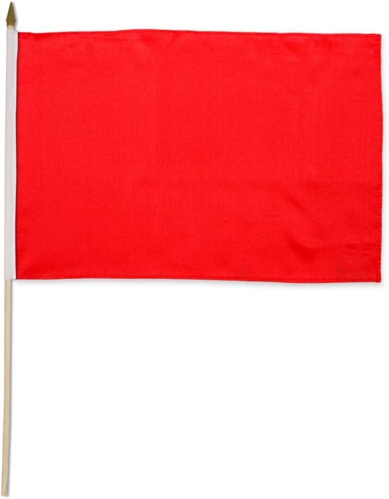 Quality Standard Flags One Dozen Red Stick Flag, 12 by 18"