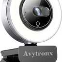 2K Webcam for PC with Microphone & Built-in Light, USB Computer Camera for PC/Laptop/Mac/Monitor, Streaming Webcam with Privacy Cover for Zoom/Skype/Teams/Video Calling/Conference/Online Classes