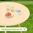 Smiry Round Spandex Tablecloth, Fitted Table Cover for 45"-56" Tables | Elastic Washable Tablecloths, Waterpoof Stretch Picnic Table Cover for Dining, Indoor and Outdoor, Ivory, For Up to 45"-56" Round