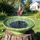 Solar Ceramic Bird Bath Fountain,Birdbaths for Outside | Solar Fountains for Bird Bath,Weather-Resistant Vintage BirdBaths Decorfor Garden Patio Yard Deck Lawn (Green)