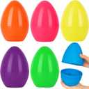 6 Pack 8'' Jumbo Fillable Easter Eggs Extra Large Plastic Eggs for Treats, Easter Basket Stuffers, Egg Hunt Party Favors, Classroom Rewards, Spring Holiday Decorations