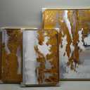 Hand Painted Abstract Canvas Wall Art for Living Room,Large Framed Gold Oil Painting For Bedroom, 3 pcs Wall Painting for Office Wall Dcor 24" x 64"