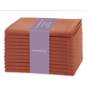 PurpleEssences Rust Set of 12 Cloth Dinner Napkins 100% Cotton 18x18 Inch - Soft Durable Washable - Ideal for Farmhouse Party Spring Easter Summer - Perfect Everyday Use Table Linen - Rust