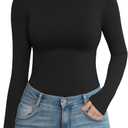 MANGOPOP Women's Mock Turtle Neck Long Sleeve Shirts Fitted Fall Winter Undershirt Tight Tops Slim Fit Basic Tee (XL)