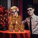 Capoda 5 Pieces Halloween Candle Holder Boxes Decorations Wooden Pumpkin Tombstone Skeleton Dead Tree Witch Coffin Shape Hollowed Decorative Luminary Box for Home Decor Party, Assembly Required