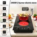2 burner Electric Cooktop,110V 2400W 2 burner cooktop,Electric Stove Top with LED Knob Control,9 Power Levels, Kids Lock & 2H,Overheat Protection 12 Inch electric stove