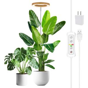 yadoker Plant Grow Light, LED Growing Light Full Spectrum for Indoor Plants,Aluminum Wood Grain Plant Lights,Height Adjustable, Automatic Timer, 5V Low Safe Voltage,Idea for Large Plant Light (1 Pack)