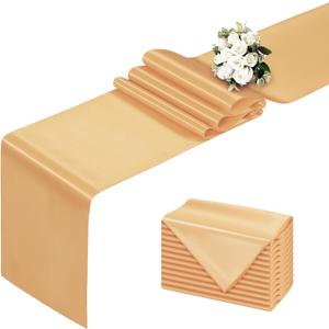 Yellow Gold Table Runner 12x108 Inch - 12 Pack Satin Table Runners, Smooth Table Runner for Party Wedding Banquets Birthday