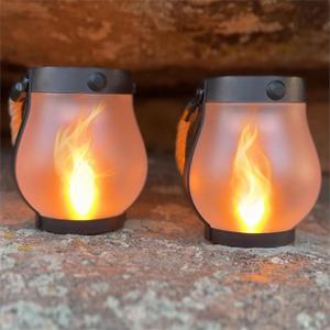 Schoolhouse Solar Lanterns Outdoor Waterproof - Realistic Flickering Flame, 3 Lighting Modes with Rope Handle Design, Waterproof & Solar-Powered for Patio, Garden, Porch, Tabletop Indoor Decor 2 Pack