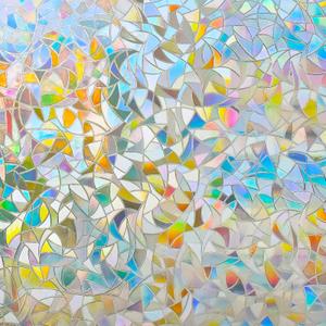 LEMON CLOUD Rainbow Stained Glass Window Privacy Film, 17.5 x 157.4