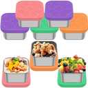 TKSDWBLTY 5Pcs Stainless Steel Sauce Containers with Lids, 2oz Small Salad Dressing Container To Go Leakproof Snack CondimenSilicone Lids Reusable Sauce Cups for Camping,Picnic Travel Meal Prep