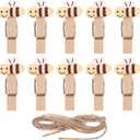 Amosfun 50Pcs Mini Wooden Clothespins 1.57 Inch Small Wood Clips with Jute Twine for Hanging Photos Tags Crafts and Home D Cor