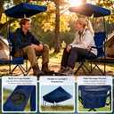 Portable Camping Chair 2 Pack with Foldable Canopy, Folding Outdoor Chair with Cup Holder & Side Pocket for Camping, Hiking, Picnic, Beach (Navy Blue)
