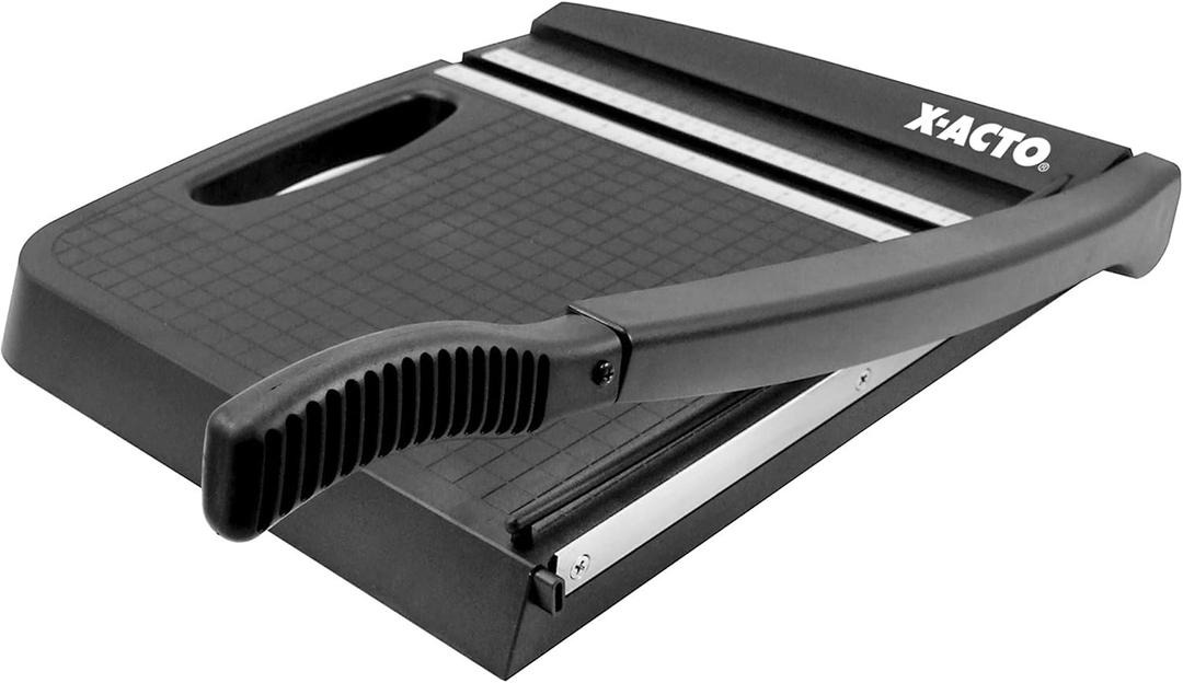 ELMERS X-Acto 12" Base Guillotine Style Plastic Paper Trimmer, 10 Sheet Capacity, Black (26232), Base Trimmer, Standard Packaging