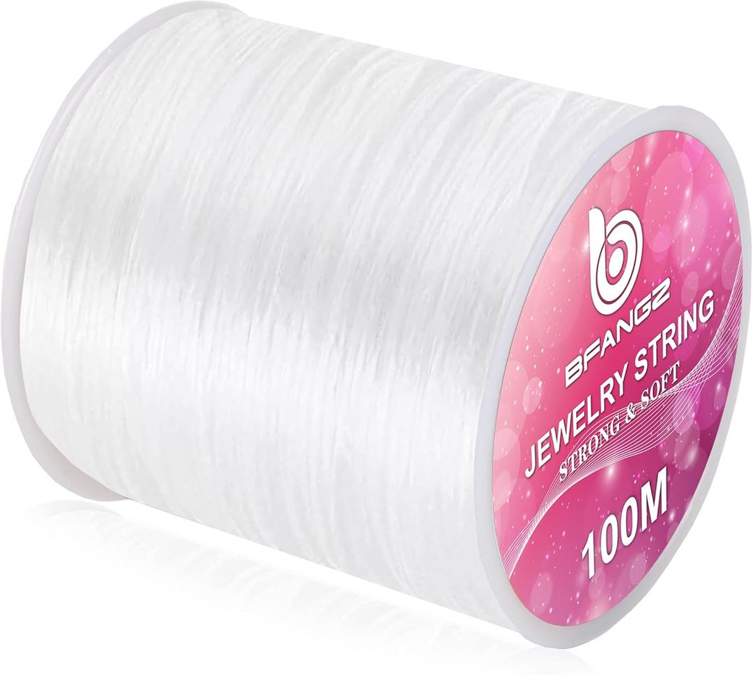 Elastic Bracelet String for Bracelets Making  1mm Stretchy Clear Bead Cord - Stretch Braclet Thread for Kandi Clay Beads Crystal Make Jewelry, Beading Strings Strong (White 100M 328Ft)