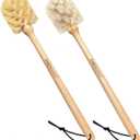 Bottle Brushes with Natural Bristles, 13-3/4 Inch Long Wood Handle Bottle Brush Cleans and Scrubs Wide Mouth Jars, Glasses, Vases, Mugs and Pitchers, Sisal + Horsehair Bristles 2 Pack