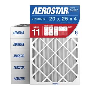 Aerostar 20x25x4 MERV 11 - 5 Count - Pleated HVAC, Furnace & Air Conditioner Filters - Removes Dust, Cold & Flu Germs, Lint, Mold, Pet Dander, Allergy-Causing Pollen, Smog & Smoke