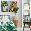 Framed Set of 2 Fashion Modern Graffiti Wall Art Colorful Street Art Canvas Painting - Perfume Bottle Posters Banksy Colorful Print Pop Art Pictures Wall Decor 16"*24"*2