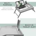 ROSSIE HOME Wood Bed Tray with Phone Holder, Extra Large Lap Desk for Laptops up to 17.3 Inches Gray Style No. 78105