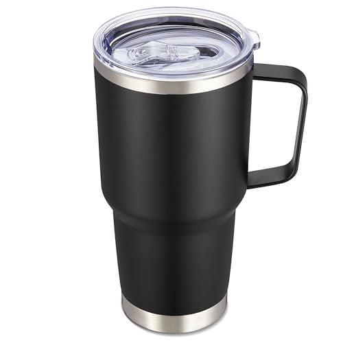 Cool Yoleb 30 oz Tumbler with Handle and Lid, Stainless Steel Tumblers Double Wall Vacuum Insulated Travel Mug Leak Proof Cup Keep Drinks Cold and Hot Black, 1 Pack