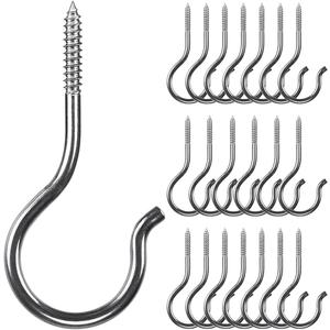 SELEWARE 20 Pcs Stainless Steel Screw Hooks, 2.6 Inch Ceiling Hooks, Heavy Duty Indoor & Outdoor Hanging Hooks for Plants, Kitchens, Cups, Lights