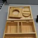 Couch Cup Holder, 7-in-1 Couch Caddy Tray, Sofa Side Table with Push-Pull Drawer to Organize and Store Small Objects, 360Swivel Phone Holder, for Drinks, Cups, Snacks, Remote (Natural Pine Wood)