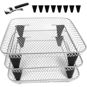 Upgrade 8inch Square Air Fryer Rack,Three Stacktable Dehydrator Rack,Square Air Fryer Accessories,Only Fit for Air fryer which inner size 8.7 inch(Square)