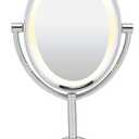 Conair Lighted Makeup Mirror, LED Vanity Mirror, 1X/7X Magnifying Mirror, Double Sided, Corded in Polished Chrome (4.8"L x 8.2"W)