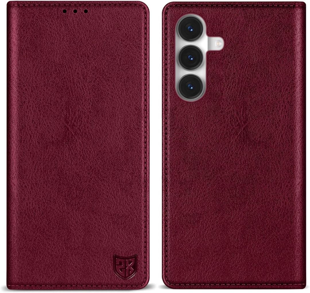 ZZXX for Samsung Galaxy S26 Wallet Case with [RFID Blocking] Card Slot Stand Strong Magnetic PU Leather Flip Fold Protective Phone Case for Samsung Galaxy S26 Case Wallet(Wine Red-6.2 inch)