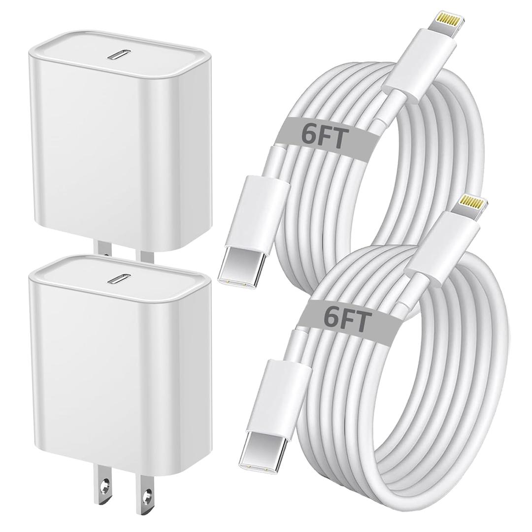iPhone Fast Charger, iPhone Charger Fast Charging 2Pack PD 6FT Type C Quick USB C to Lightning Cable Cord Fast Charger iPhoneUSB C Wall Block Plug for iPhone14 13 12 11 Pro Max XR XS X, iPad, AirPods (White)