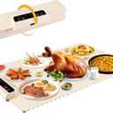 Food Warming Mat- Foldable Warming Mat for Food with Adjustable Temperature Control Time Moders Locking Function Electric Warming Tray for Parties,Home,Travel,Buffet Beige