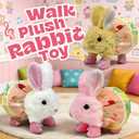 14Pcs Hopping Bunny Toy, Walking & Talking Rabbit in Suitcase Animated Stuffed Animal with Removable Clothes & Accessories, Pretend Play Pet Set, Easter Gift for Girls 3-6
