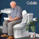Elongated Toilet seat risers for Seniors, Slow Close, Elevated Toilet seat, Heavy Duty, Never Loosen, Raised Toilet seat Elongated Bowl, White(18.5)