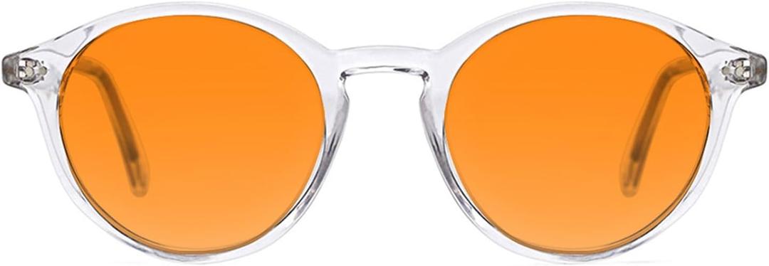 TIJN Blue Light Blocking Glasses Men Women Vintage Thick Round Rim Frame Eyeglasses (14. ( Strengthen Protect- Amber Lens) Clear)