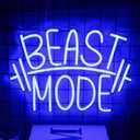 CKTBLEY Beast Mode Neon Sign Blue Letter Neon Gym Signs Motivational Wall Art Gym Decor Barbell LED Neon Lights Signs Dumbbell Neon Light for Bedroom Gym Sports Room Man Cave Decor