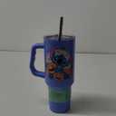 Silver Buffalo Disney Lilo and Stitch Halloween Spooky Pumpkin Jack-O-Lantern Stainless Steel Tumbler with Handle and Straw, Fits in Standard Cup Holder, 40 Ounces