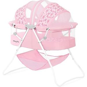 Dream On Me Karley Portable Infant Bassinet, Double Mesh Canopy, Pink