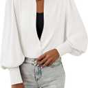BTFBM Summer Blouses for Women Dressy Casual 2026 Long Sleeve Button Down Shirt V Neck Boho Spring Tops Fashion Clothing L