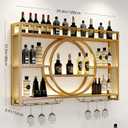 39.4" Wall Mounted Wine Rack with LED Light and Glass Holder, 39.4inch/100cm