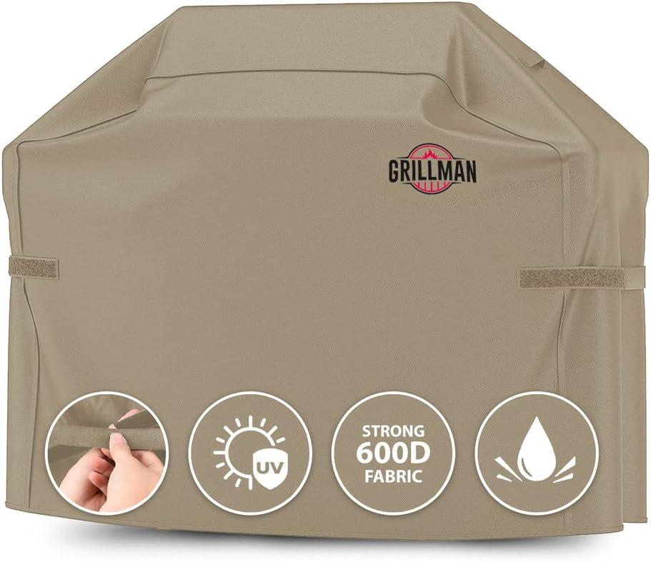 Grill Cover by Grillman, Tan, 72 Inch, BBQ Outdoor Grill Covers, Charcoal & Gas Grills, Waterproof, Rip-Proof, Weather-Resistant, Anti-UV, Barbecue Cover for Weber, Genesis, Charbroil, Nexgrill