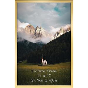 Giftgarden 11x17 Picture Frame Gold, 11 by 17 Thin Poster Photo Frame for Wall Display, Single