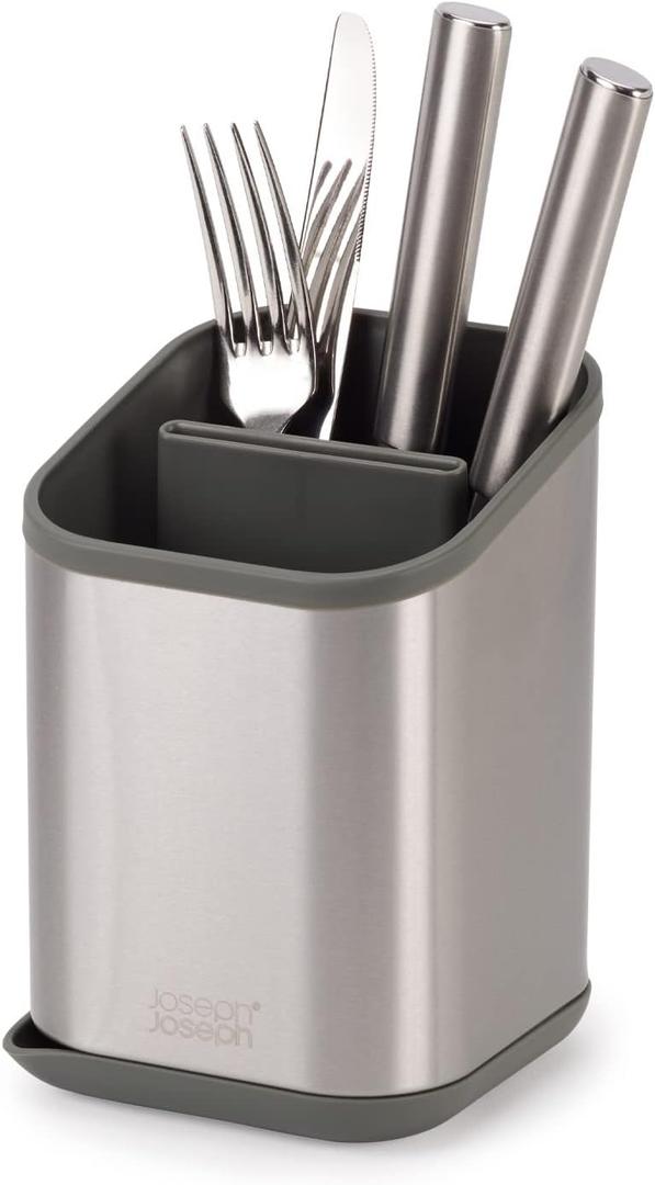 Joseph Joseph Duo Stainless Steel Silverware Flatware Drainer, Kitchen Utensil Organizer