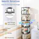 5 Tier Rotating Bookshelf Tower Round Black,62”Tall Standing Spinning Bookshelf Tower Anti-Tipping Design,Metal & Wood Revolving Bookcase Stackable Space Saving for Small Spaces,Study,Living Room