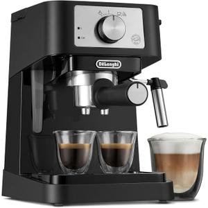 De'Longhi Stilosa Manual Espresso Machine, Compact Coffee Maker, 15 Bar Pump Pressure, Manual Milk Frother Steam Wand for Authentic Single & Double Espresso, Lattes & Cappuccinos, Tamper Included